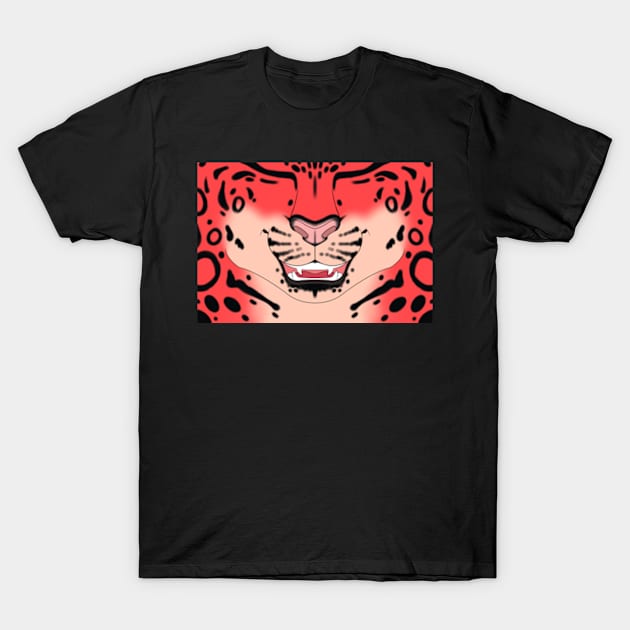 Strawberry Snow Leopard Face T-Shirt by KeishaMaKainn